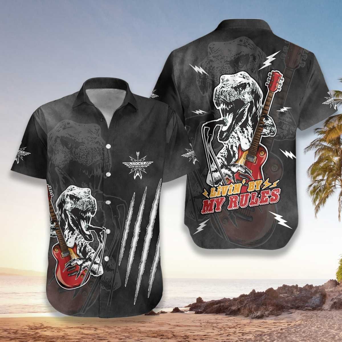 Hawaii Aloha Shirts Rock Guitar Living By My Rule Ha61205