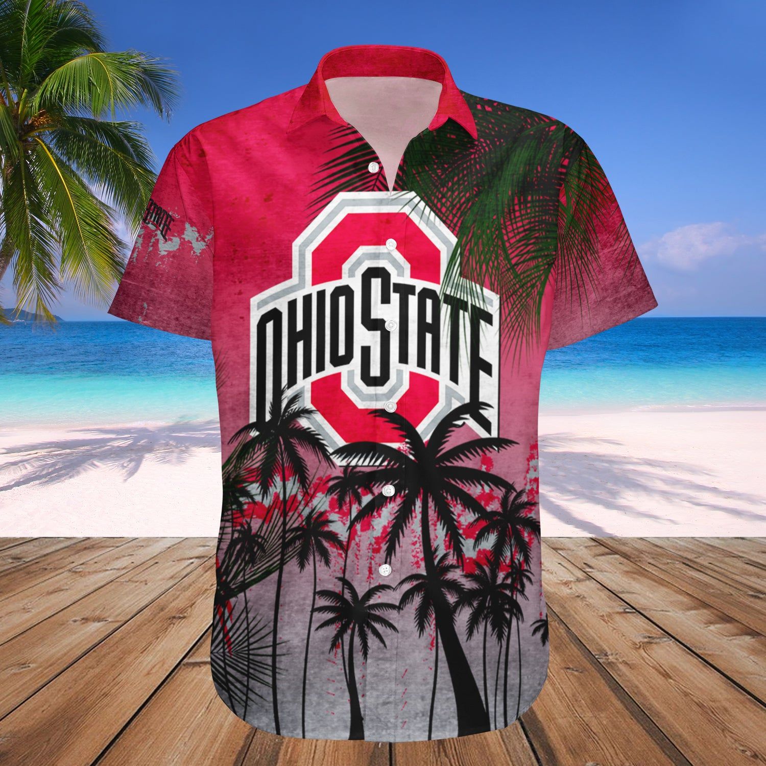 Ohio State Buckeyes Hawaii Shirt Coconut Tree Tropical Grunge – NCCA