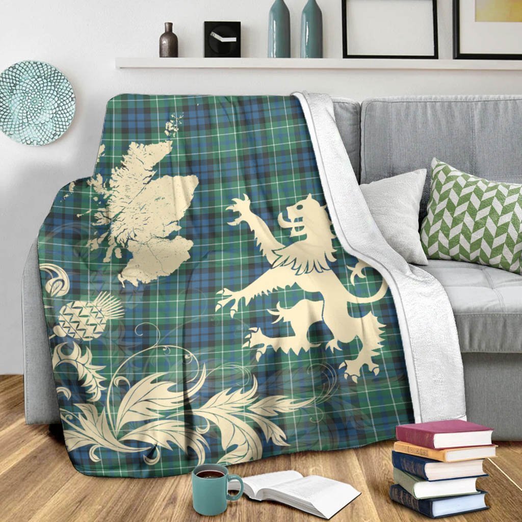 Tartan Blanket Macneill Of Barra Modern Tartan Scotland Lion Thistle Map Plaid Blanket