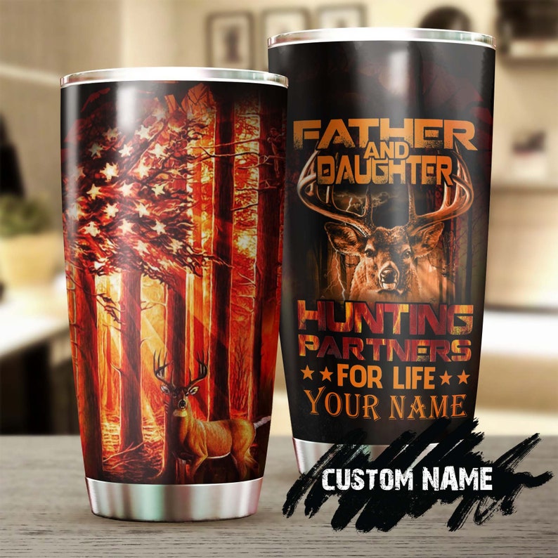 Father And Daughter Hunting Partners For Life Personalized Tumbler-Birthday Christmas Gift Father’S Day Gift For Father Dad For Daughter