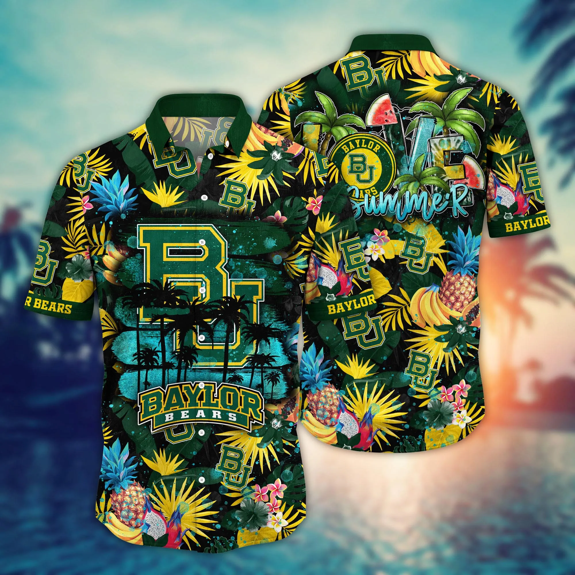 Baylor Bears NCCA Hawaiian Shirt Sun Raystime Aloha Shirt