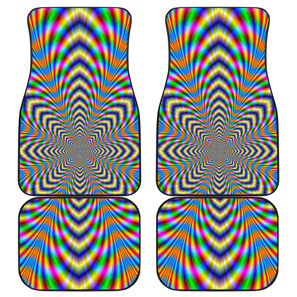 Octagonal Psychedelic Optical Illusion Front And Back Car Floor Mats, Front Car Mat