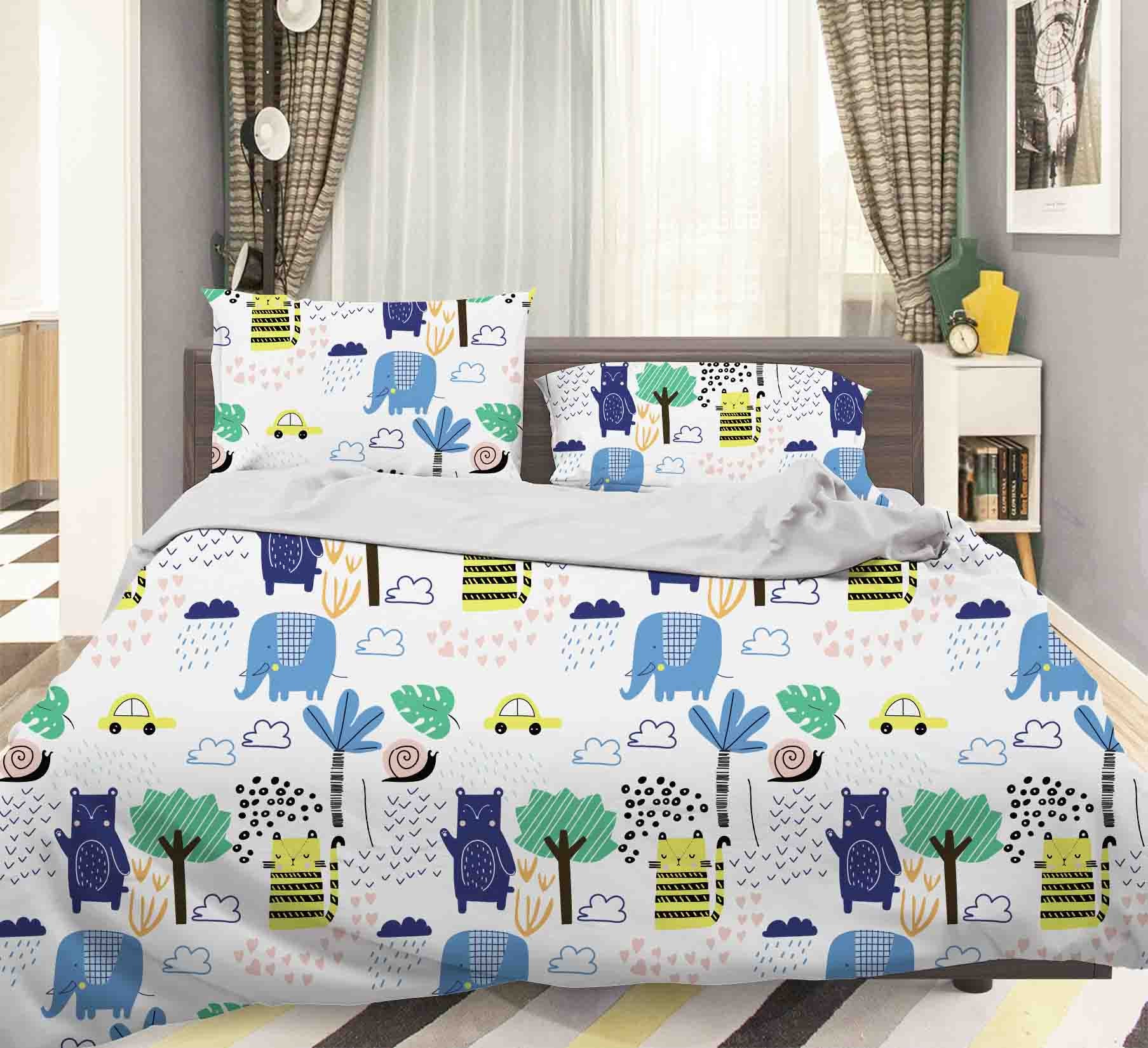 3D Elephant Coconut Tree Quilt Cover Set Bedding Set Pillowcases 104