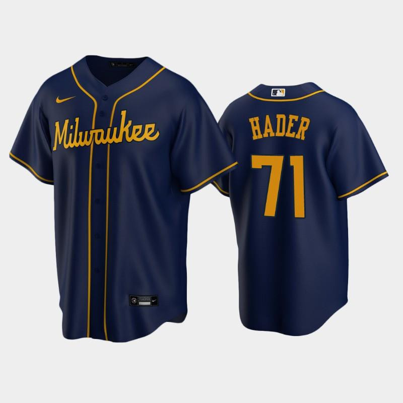 Brewers 71 Josh Hader Alternate Navy Jersey