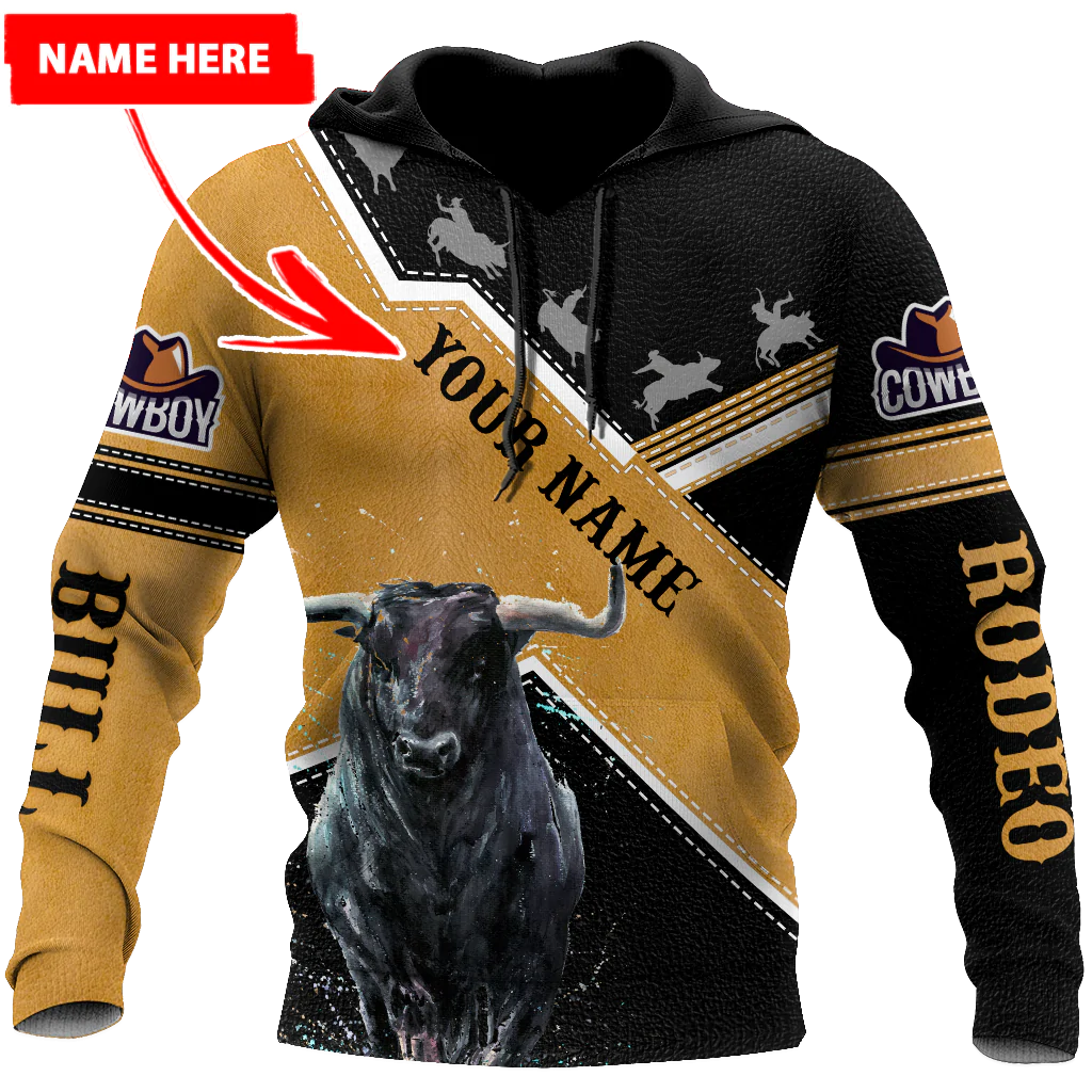 Custom Name Rodeo Hoodie, 3D All Over Printed Hoodie For Cowboy, Yellow Rodeo Hoodies