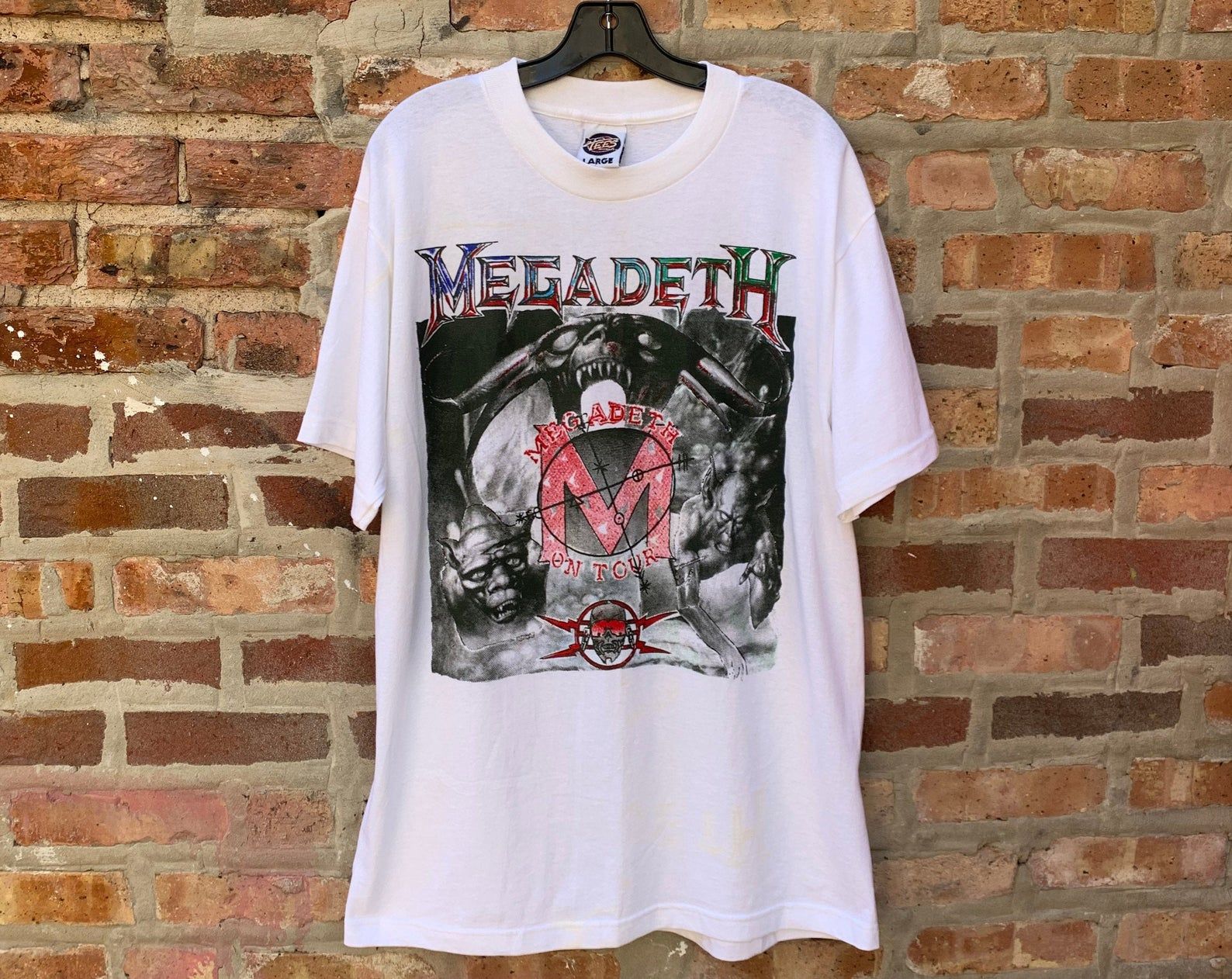 Vintage 90S Megadeth Parking Lot Concert T-Shirt L Bootleg Metallica Slayer Anthrax Thrash Heavy Metal Testat Bolt Thrower