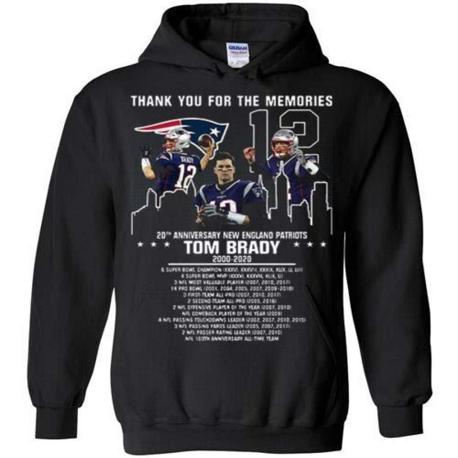 Thank you for the memories Tom Brady 20th anniversary New England Patriots Black Costume gift Gildan Heavy Blend Hoodie Test