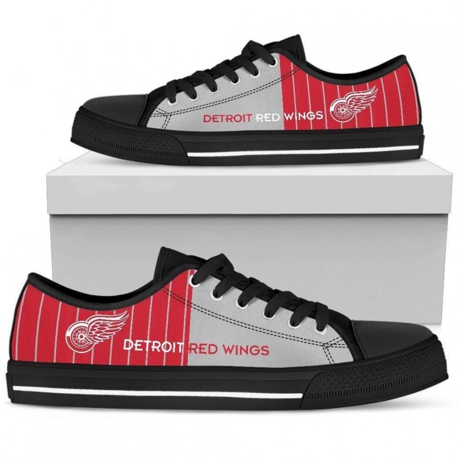 Cool Simple Design Vertical Stripes Detroit Red Wings Low Top Shoes #566