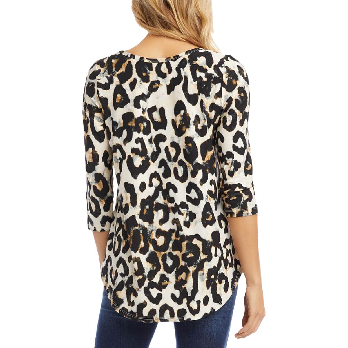 Womens Animal Print Three Quarter Sleeve T-Shirt