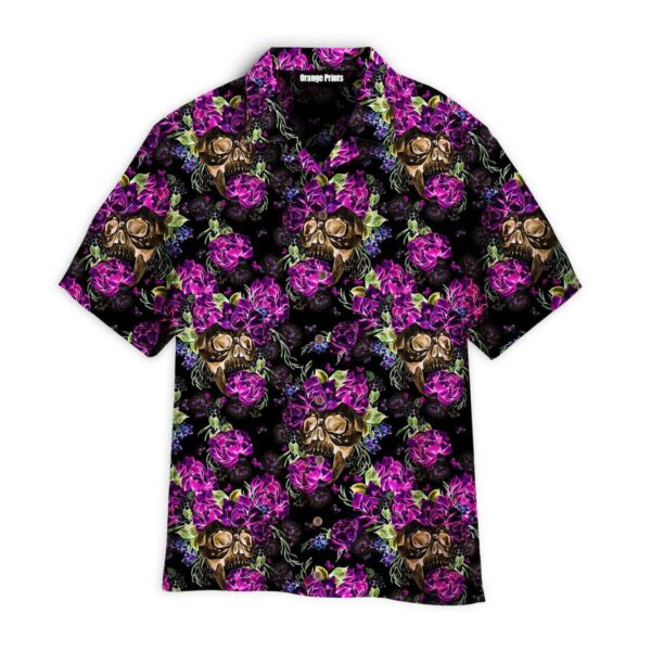 Purple Night Skull Flowers Pattern Hawaii Shirt For Men Women Ha45026