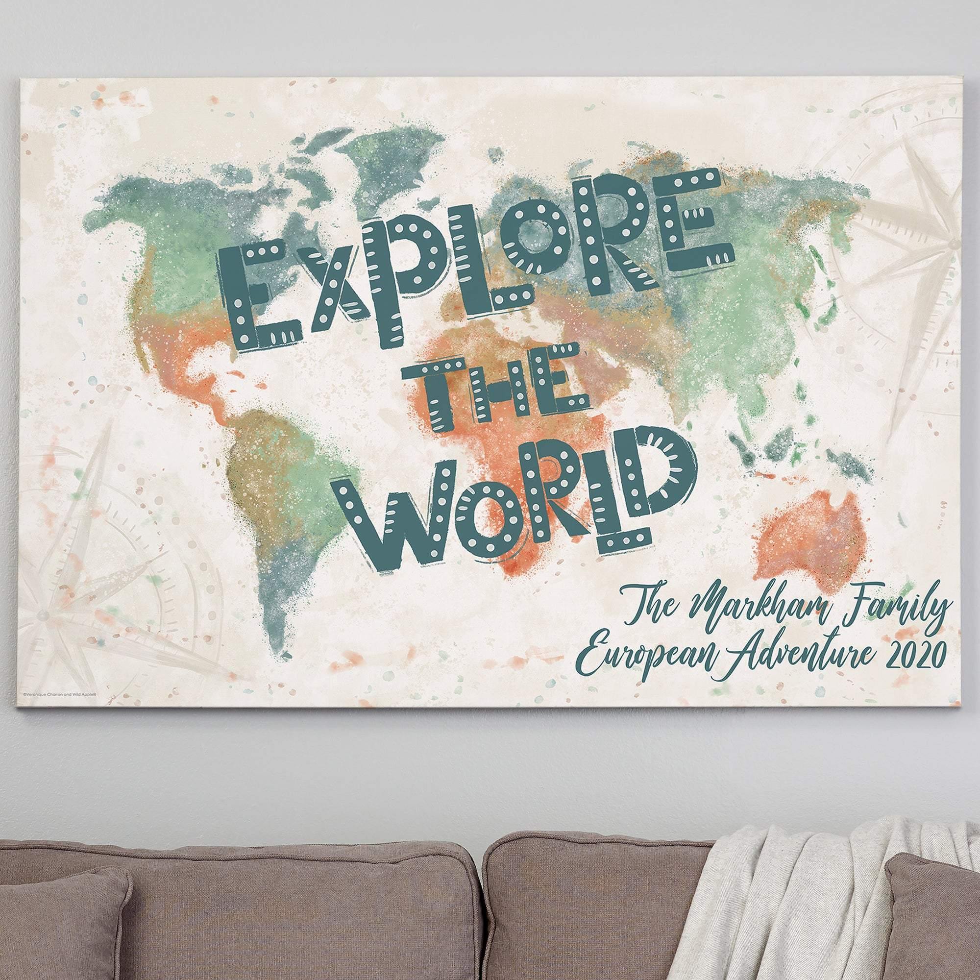 [Personalized Date] Explore The World Together – Perfect Gift Couple, Gift For Family, Best Idea Home Decor – Matte Canvas, Wall Art, Canvas Prints