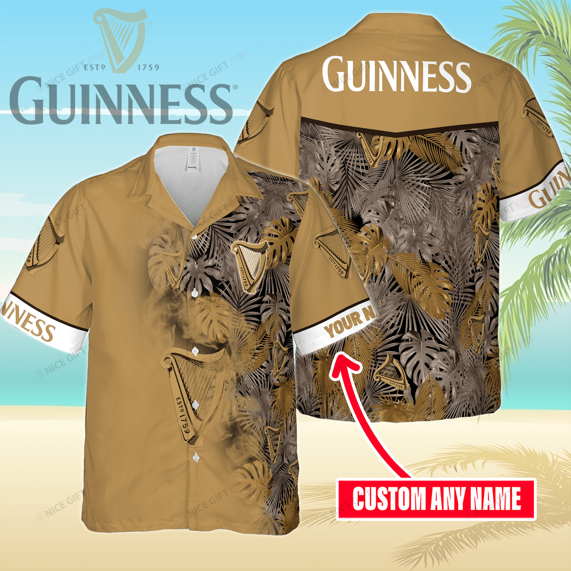 Guinness Custom Name Hawaiian Shirt 3Hs-H8V4