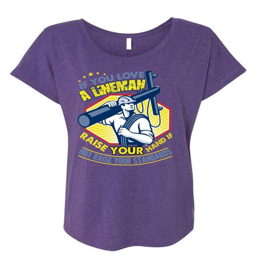 You Love A Lineman T Shirt, Your Hand T Shirt, Cool Shirt (Ladies’ Triblend Dolman Sleeve)