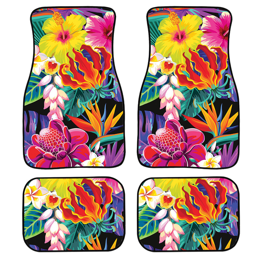 Tropical Hummingbird Print Front And Back Car Floor Mats, Front Car Mat