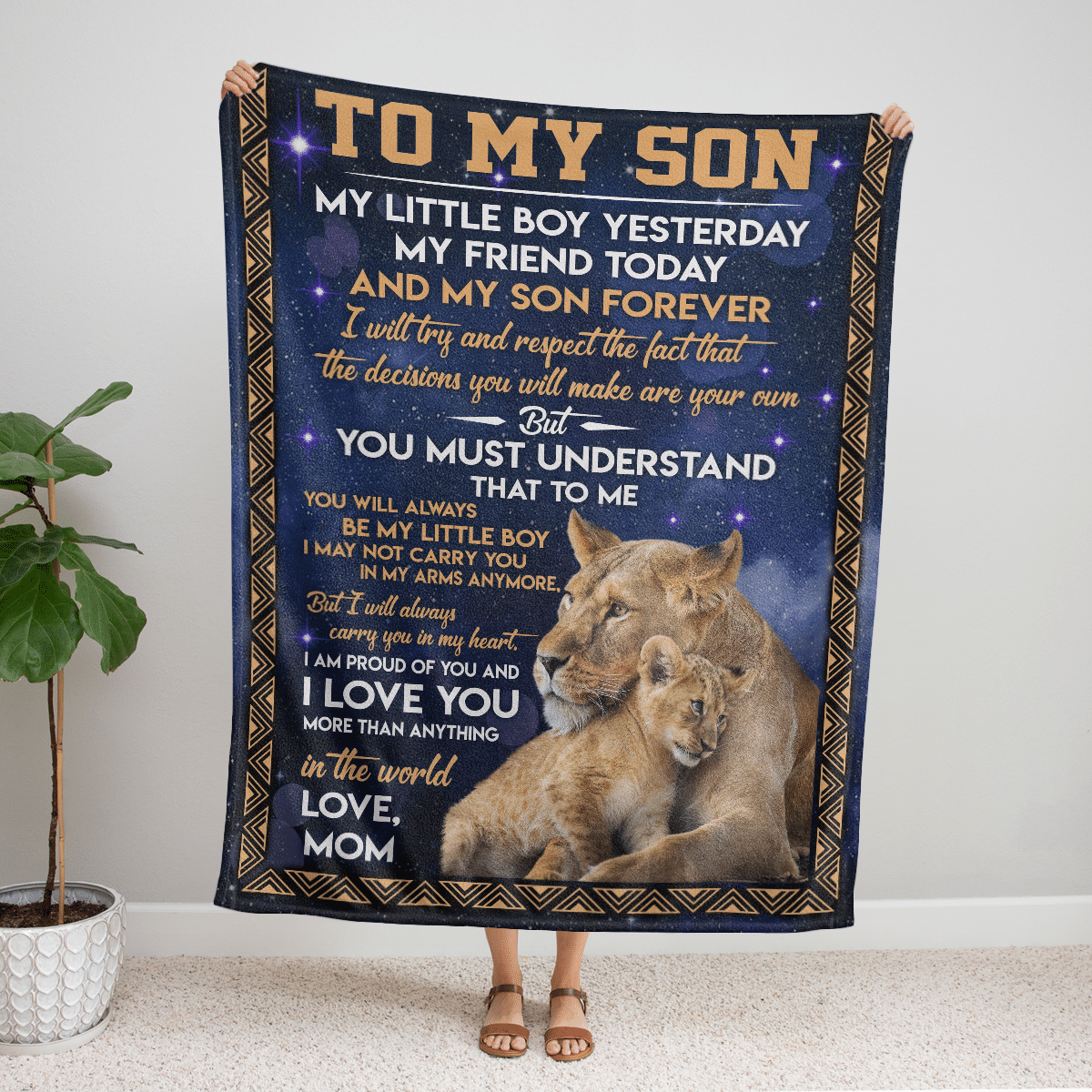 To My Son From Love Mom Quilt Blanket | Leo, Lion 3D Printed Quilt Blanket