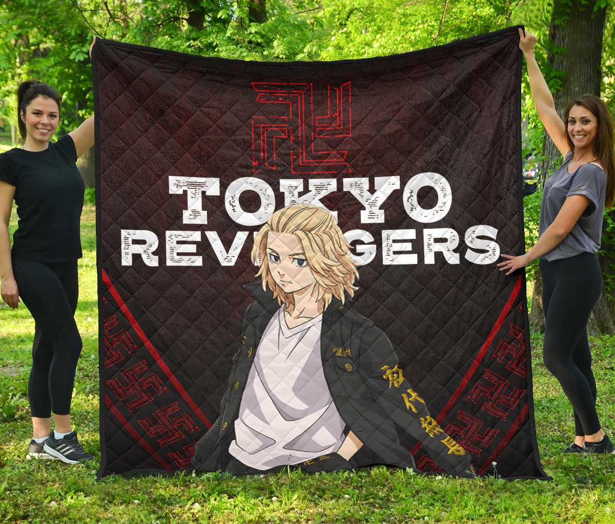 Tokyo Revengers Anime Cool Mikey Gang Red Pattern Theme Premium Quilt Blanket