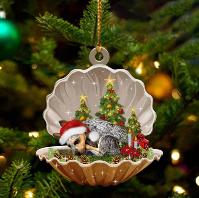 Heeler-Sleeping Pearl In Christmas Two Sided Ornament