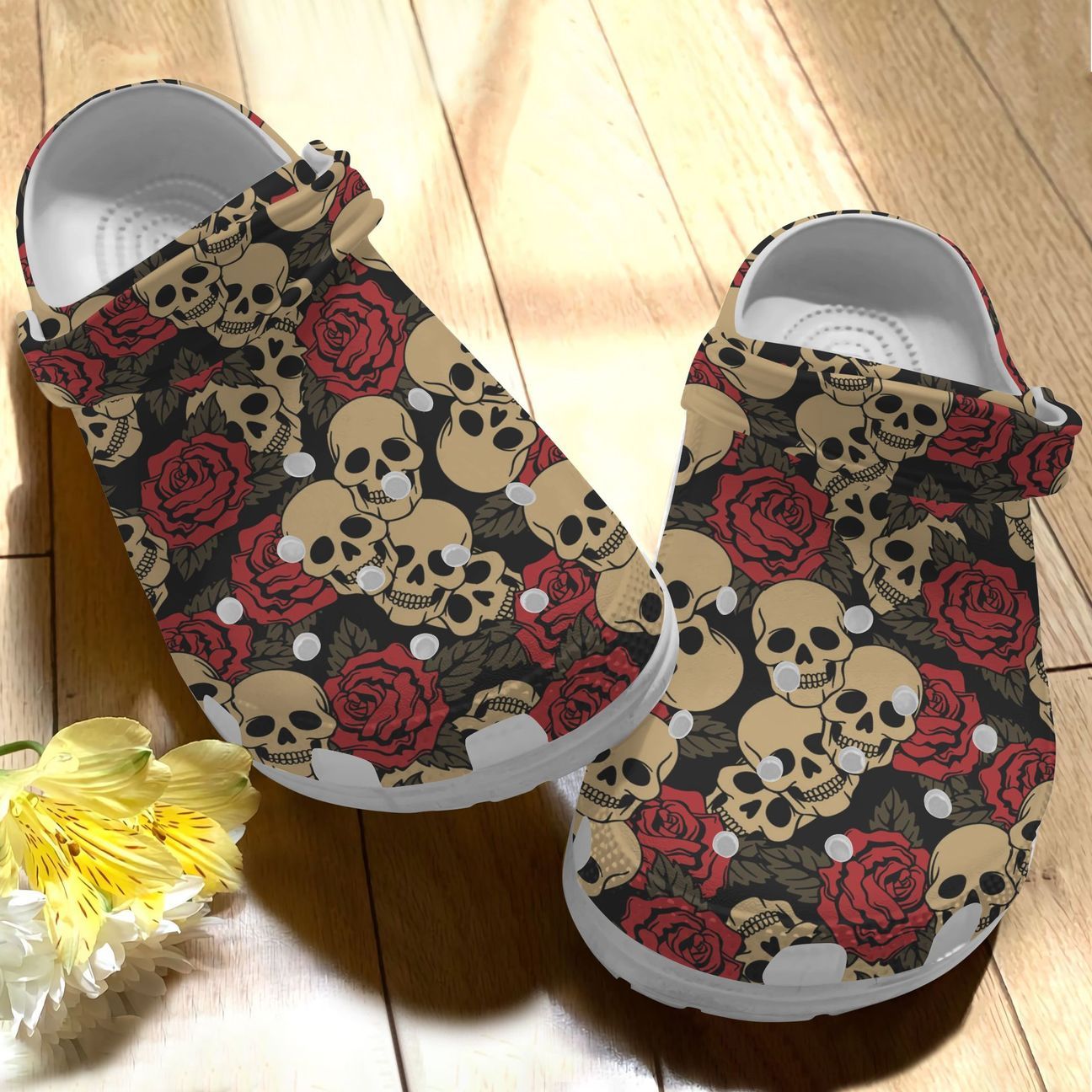 Skull Personalize Clog, Custom Name, Text, Fashion Style For Women, Men, Kid, Print 3D Floral Skull