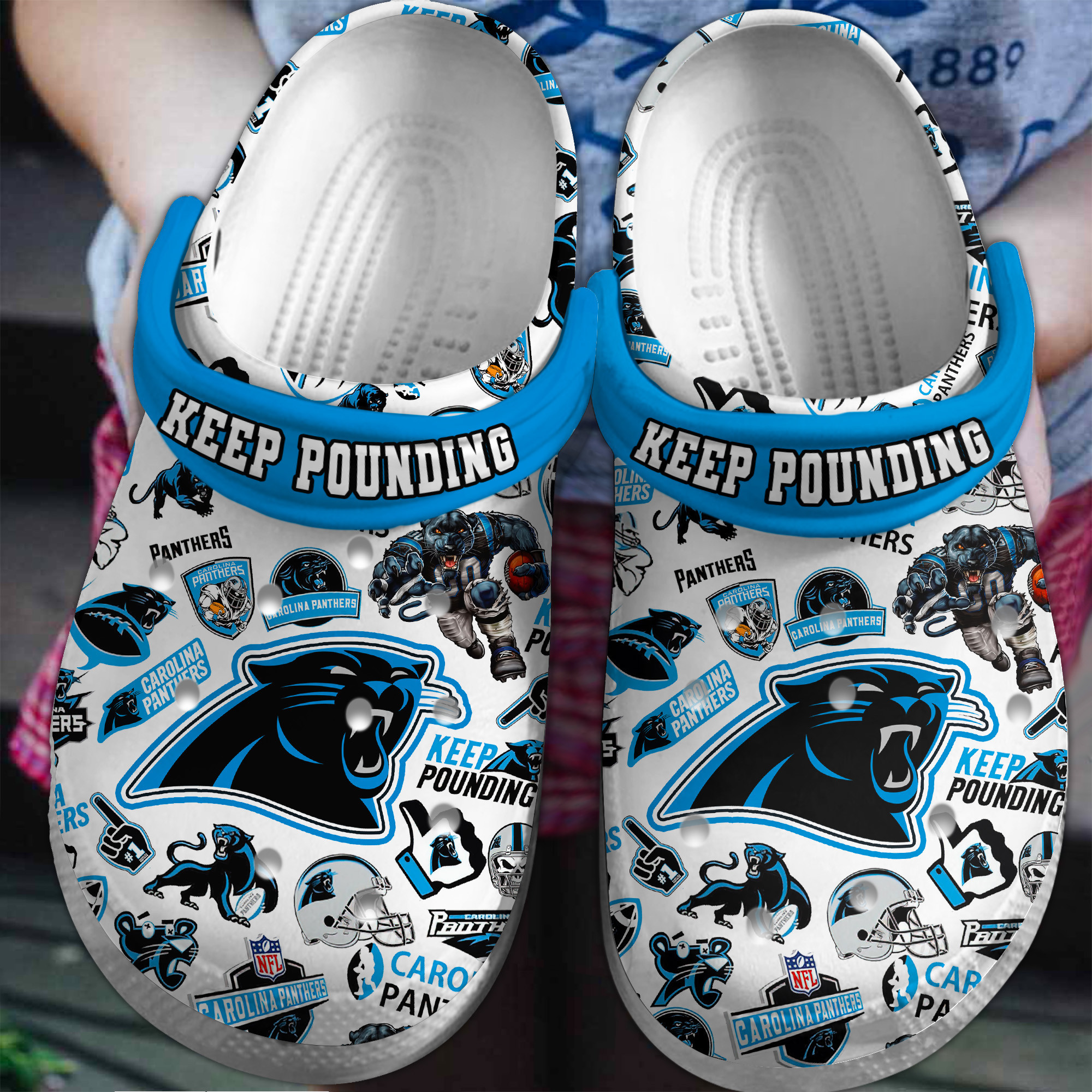 Carolina Panthers NFL Sport Crocs Crocband Clogs Shoes Comfortable For Men Women and Kids