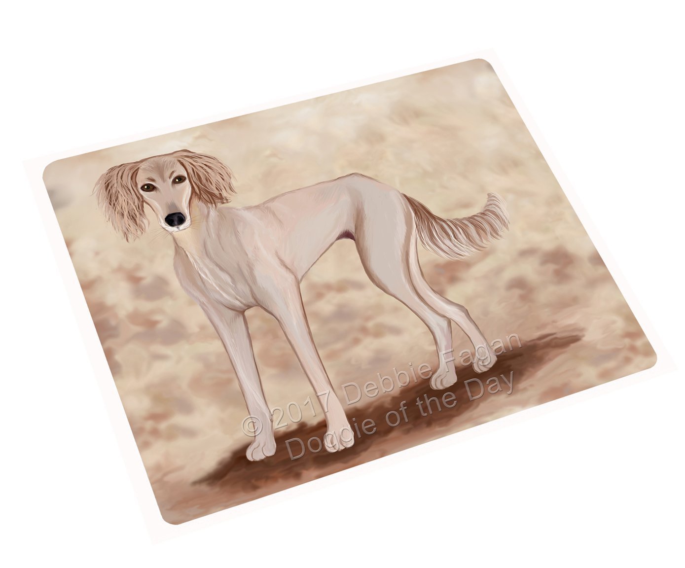 Saluki Puppy Dog Art Portrait Print Woven Throw Sherpa Plush Fleece Blanket