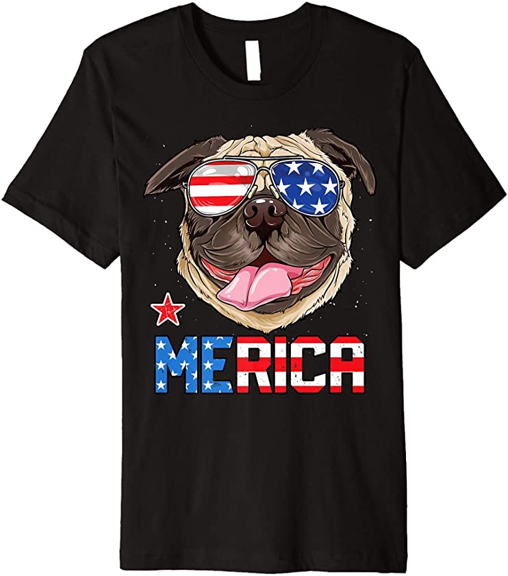 Pug Merica 4th of July T shirt Men Kids Boys Girls Dog Puppy