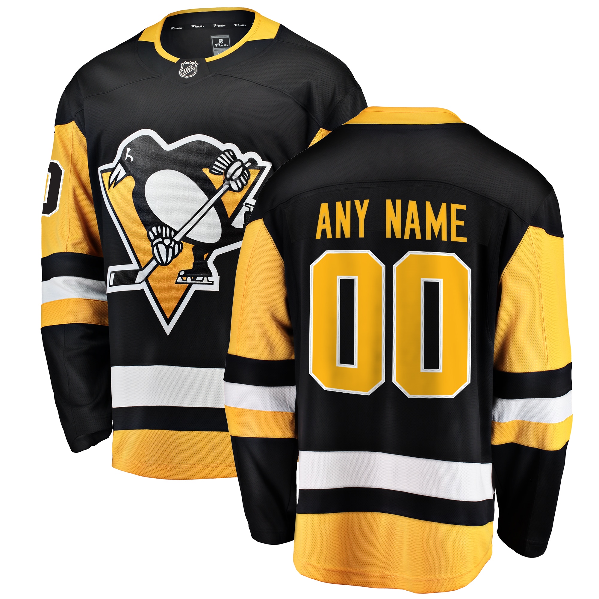 Men's Pittsburgh Penguins Black Home Breakaway Custom Jersey