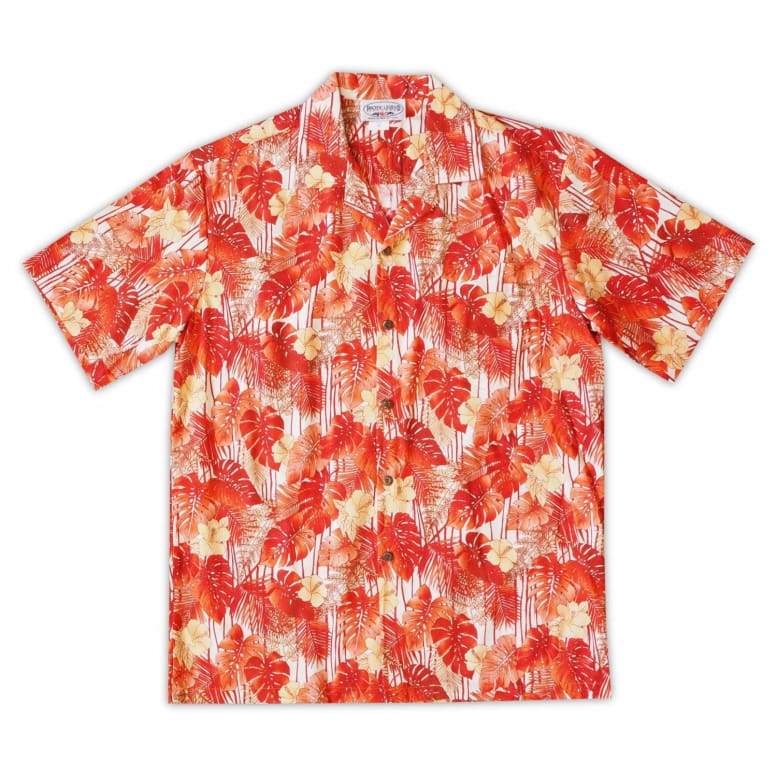 Monstera Orange Hawaii Cotton Shirt Ha63565