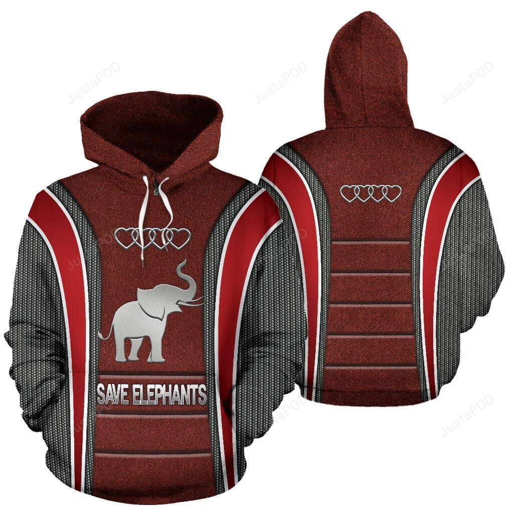 Save Elephants Ad Heart 3D All Over Print Hoodie, Zip-Up Hoodie