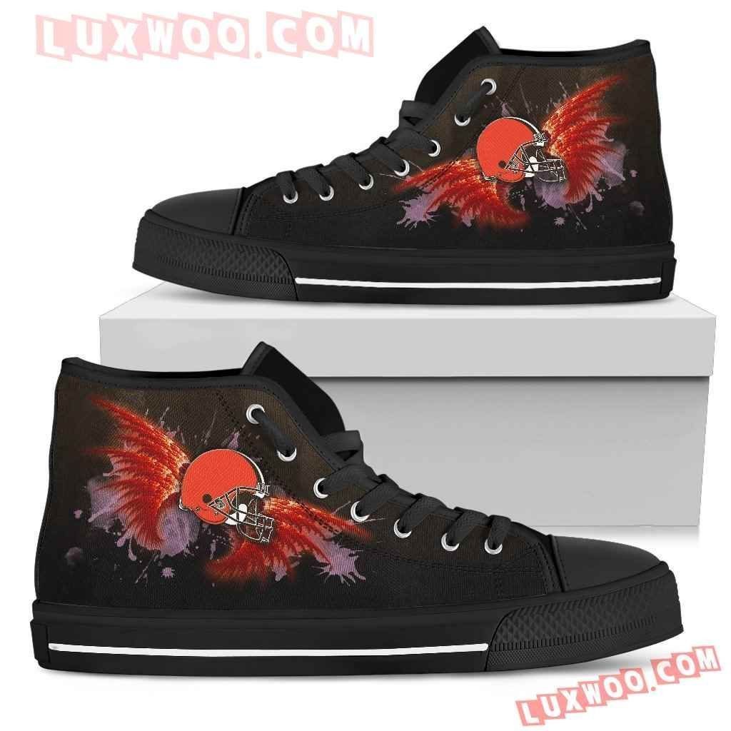 Angel Wings Cleveland Browns High Top Shoes Sport Sneakers