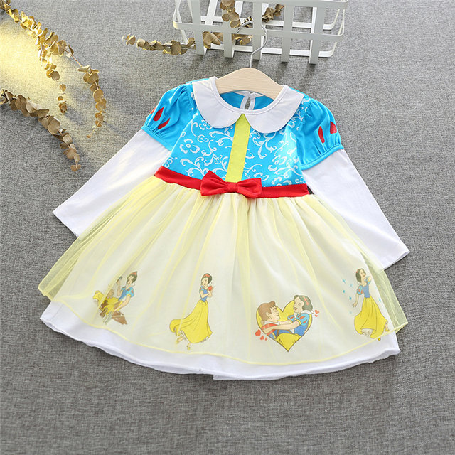 Snow White Cosplay Costume Girls Cartoon Dress Girls New Year Dress Children Christmas Clothing Kids 2-7 Years Autumn Costume alx