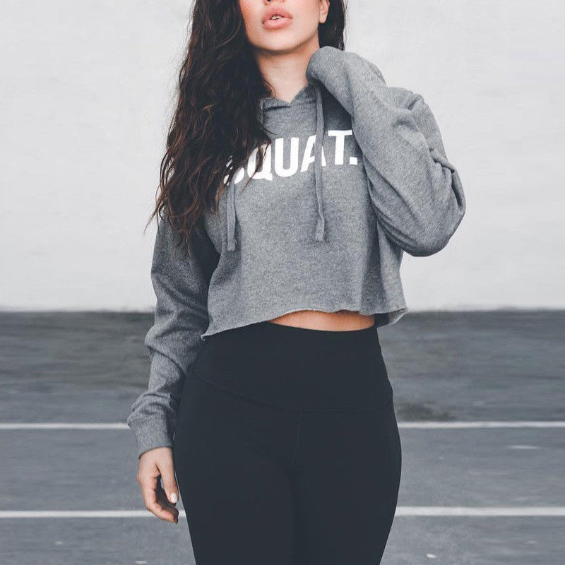 Cotton Letter Crop Top Sports Yoga Shirts women Spring Autumn Long Sleeves Hoodie Sweatshirt Sports Fitness Gym Workout T-shirts alx