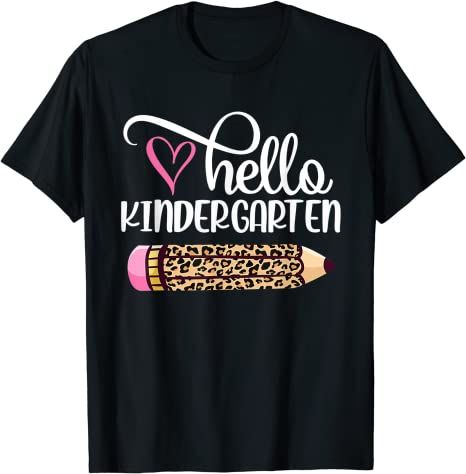 Back To School 2021 – Hello Kindergarten Leopard Pencil Back To School Shirt For Teachers And Kids