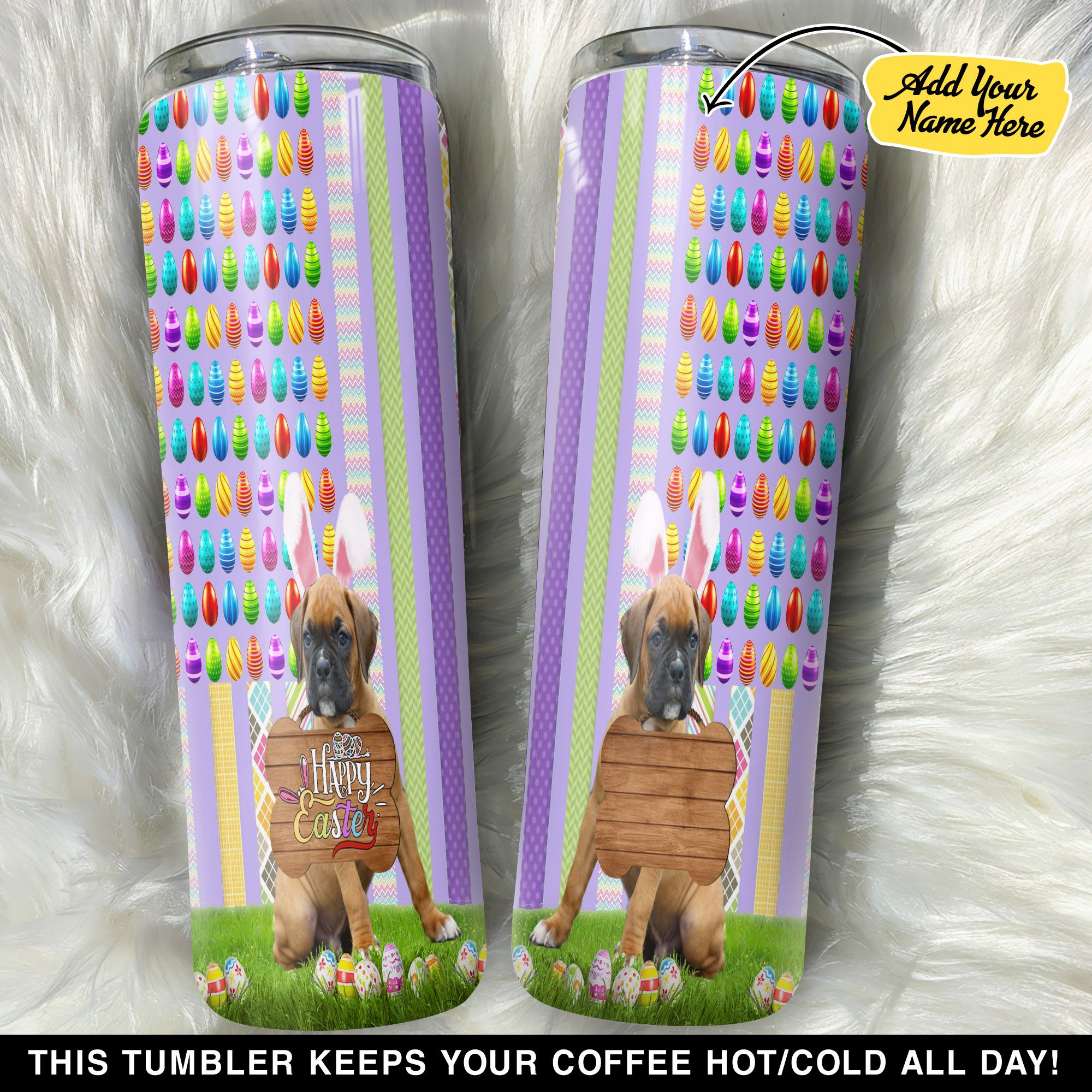 Personalized Puppy Boxer Happy Easter GS0103686OD Skinny Tumbler