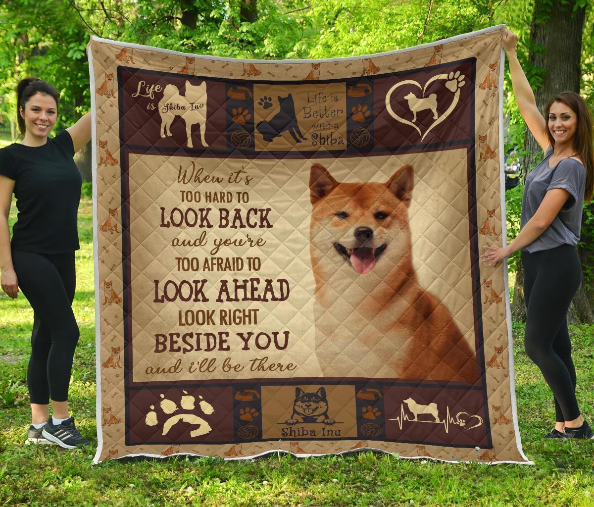 Alway Beside You Shiba Quilt Blanket