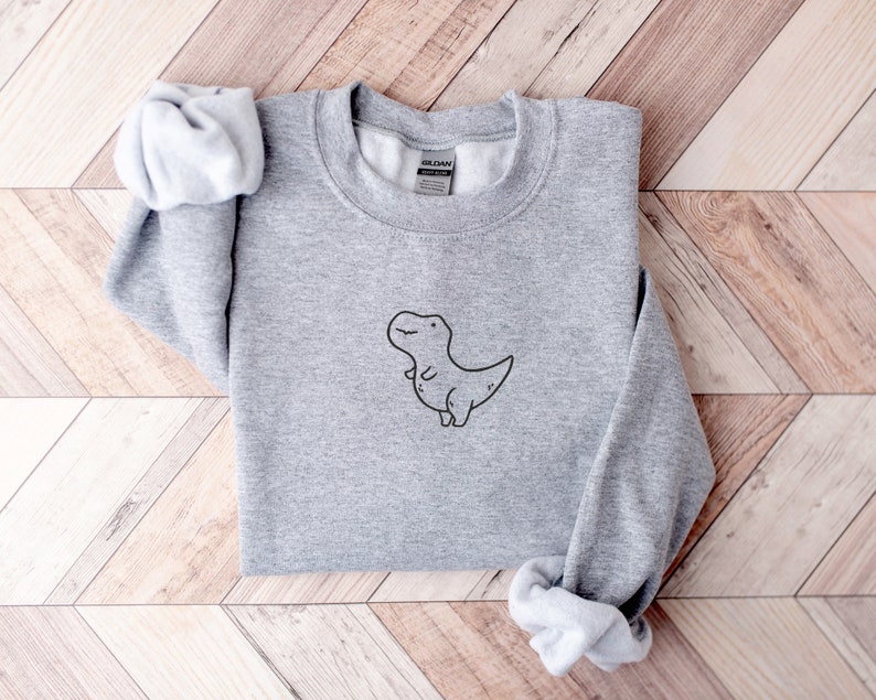 Dinosaur Dino Embroidered Sweatshirt 2D Crewneck Sweatshirt All Over Print Sweatshirt For Women Sweatshirt For Men Sws2889