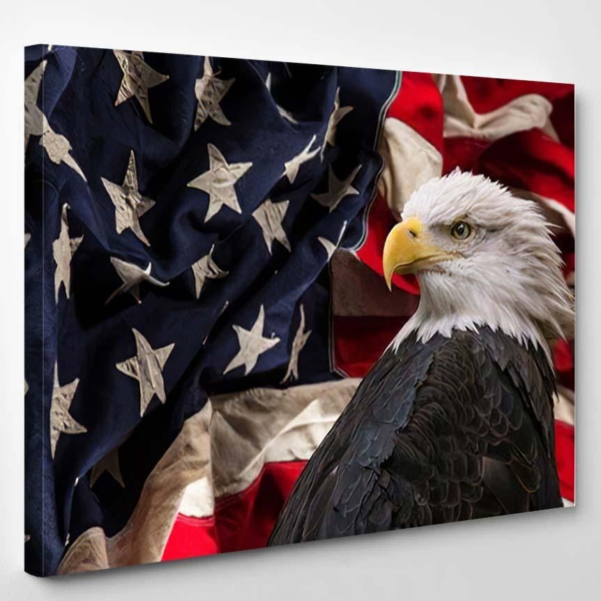 American Bald Eagle Symbol America Flag – Eagle Animals Canvas Print