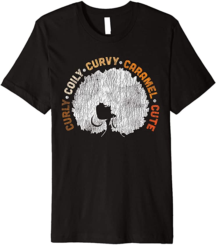 Vintage African Afro Coily Caramel Cute Pride Black Queen Premium T-Shirt