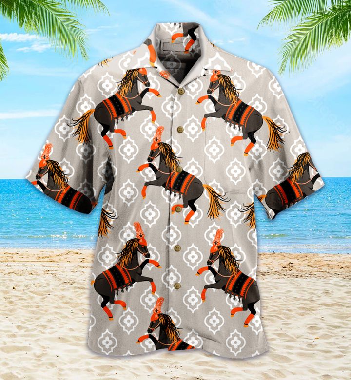 Horse Pattern Brown Hawaii Shirt Ha93764