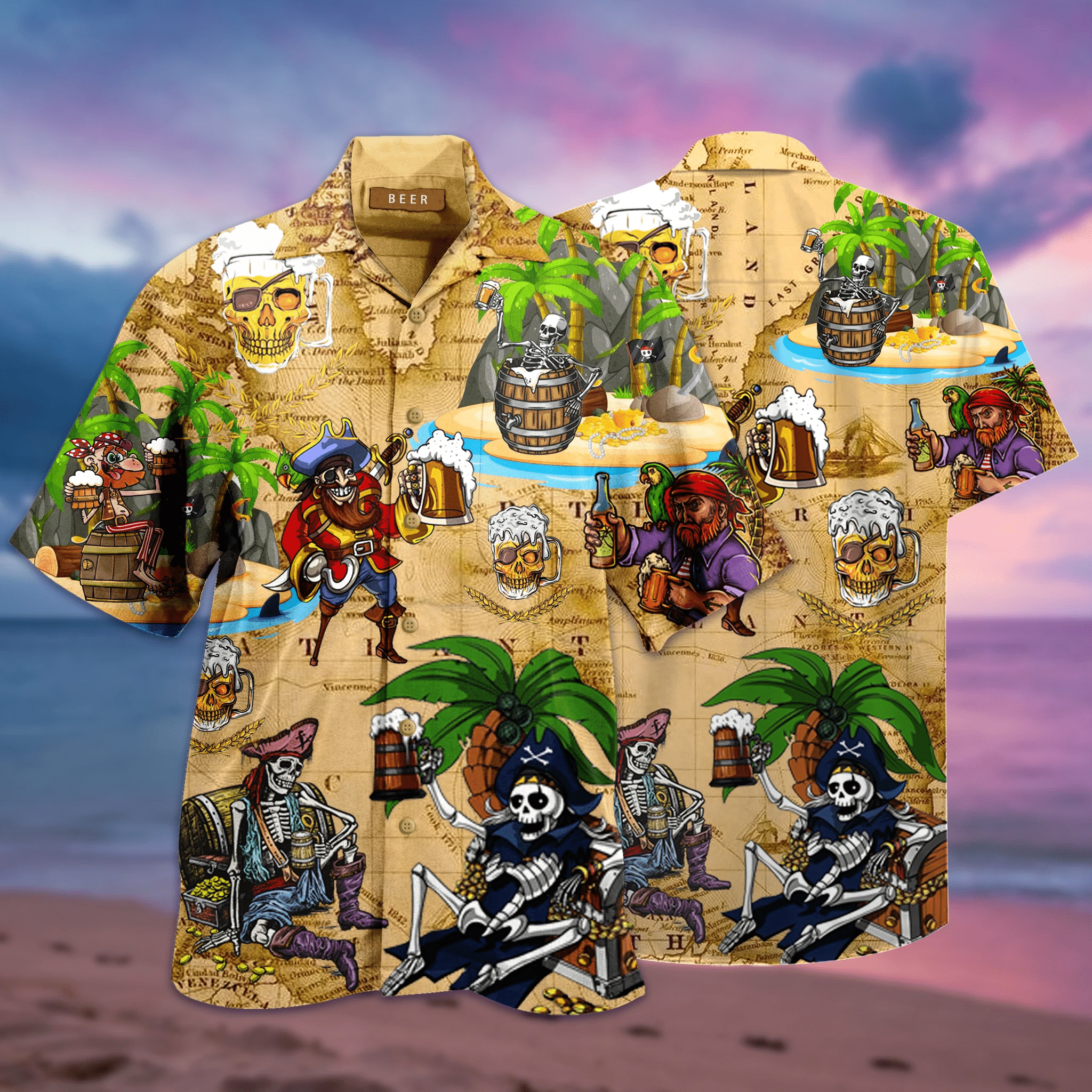 Shop Pirates Drinking Beer Hawaii Aloha Shirts Ha14710