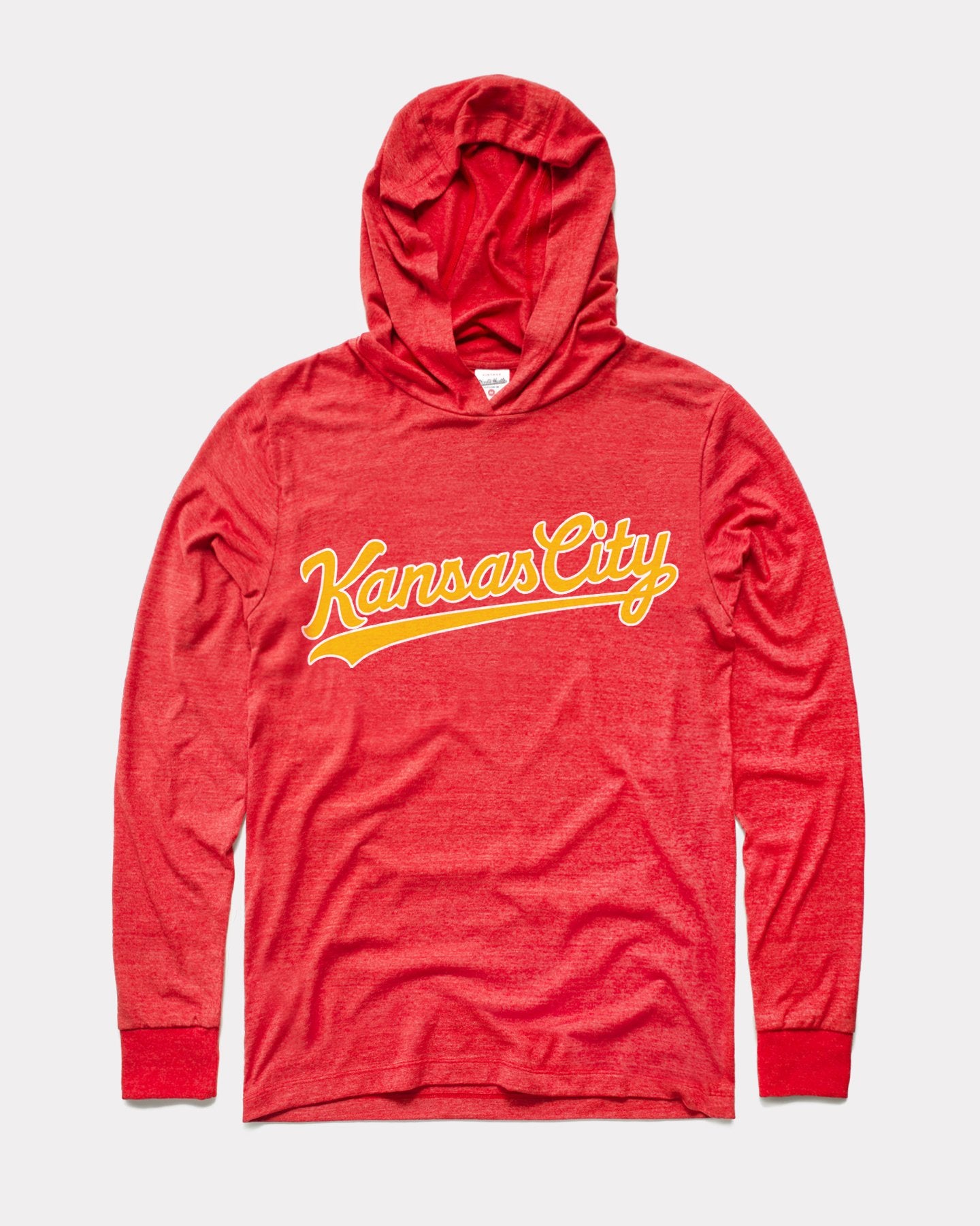 Gold Kansas City Script Vintage Red Lightweight Hoodie Sweatshirt