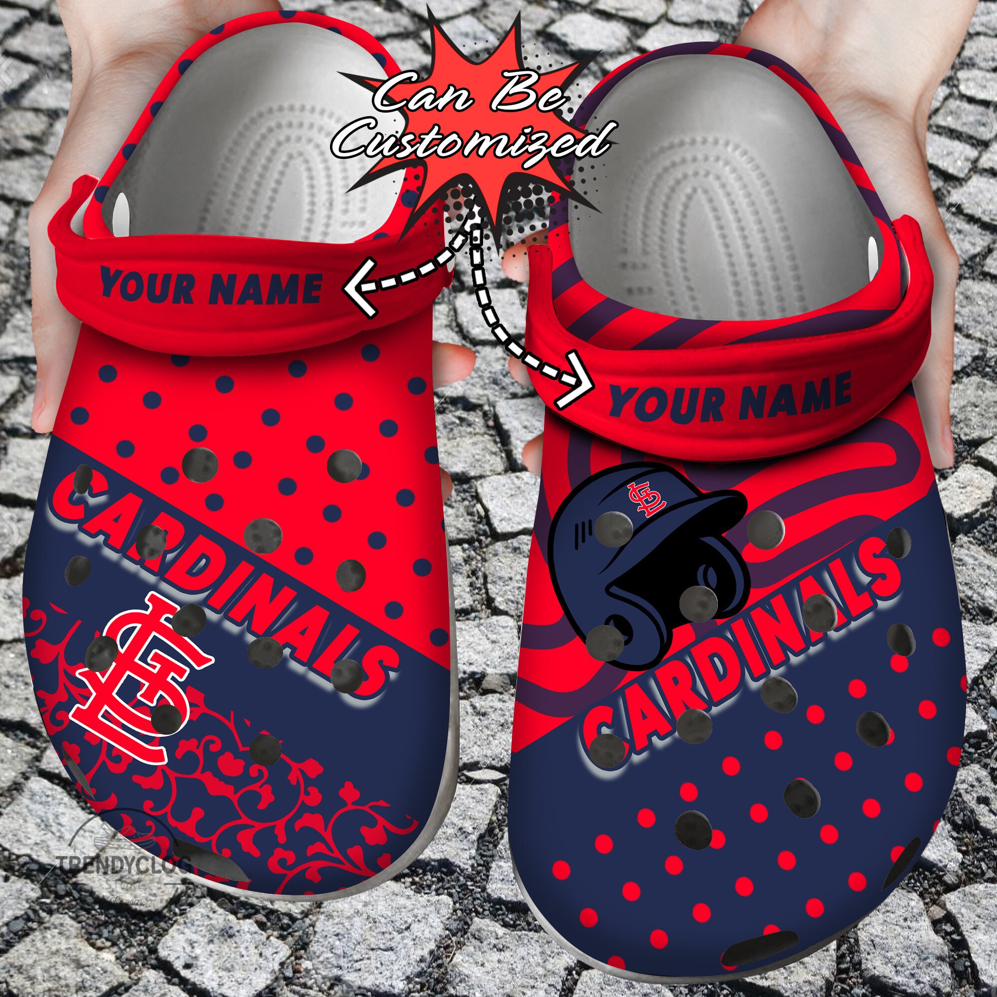 Baseball Crocs – Personalized St.L Cardinals Team Polka Dots Colors Clog Shoes