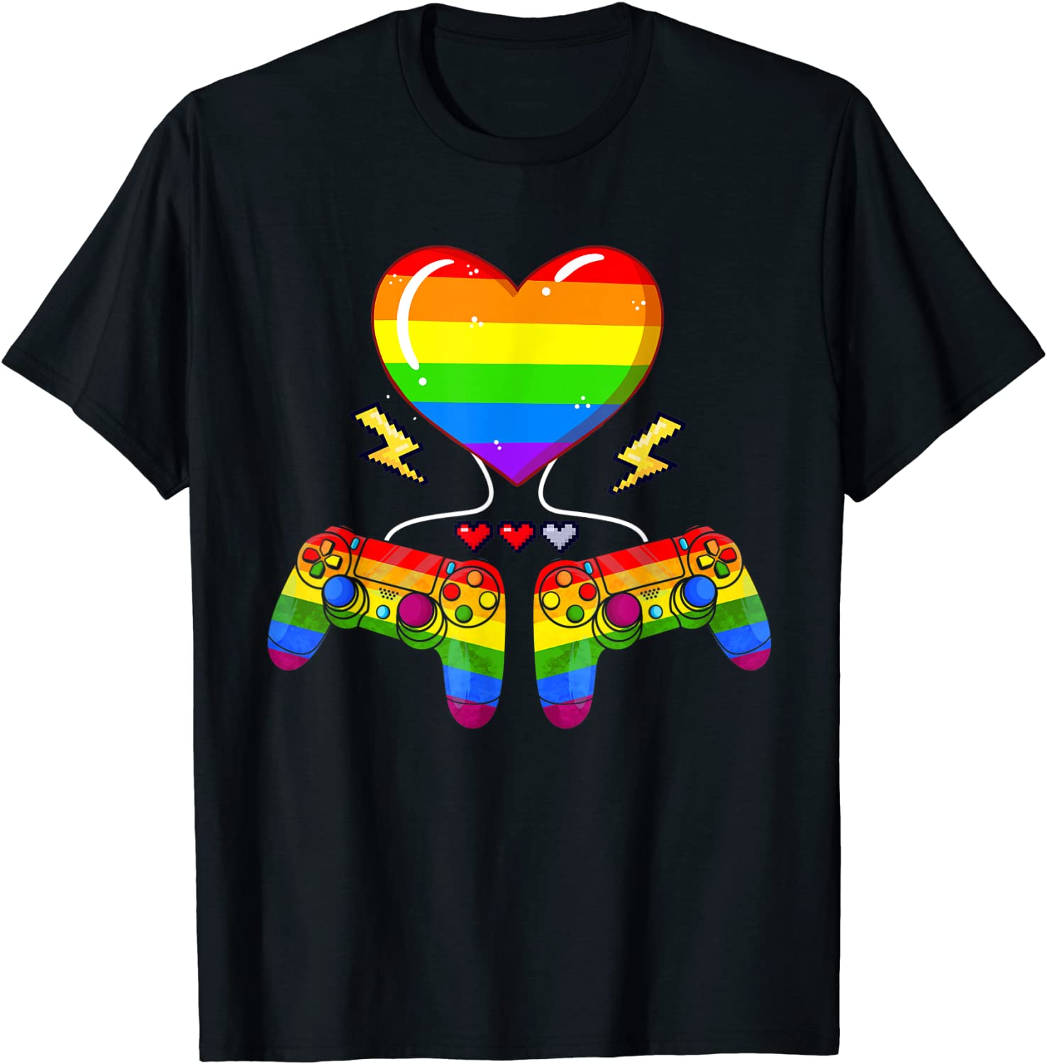 Cute Tee Shirt Video Game Controllers Lgbt Flag Heart Proud Lgbt T Shirt