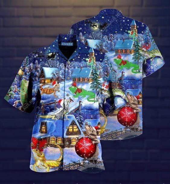 Get Here Hawaii Aloha Shirts Amazing Christmas Lizard Ha41448