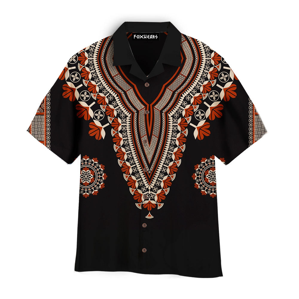 Africa Dashiki Red Gold Flower Aloha Hawaiian Shirts | For Men & Women | Wt7260