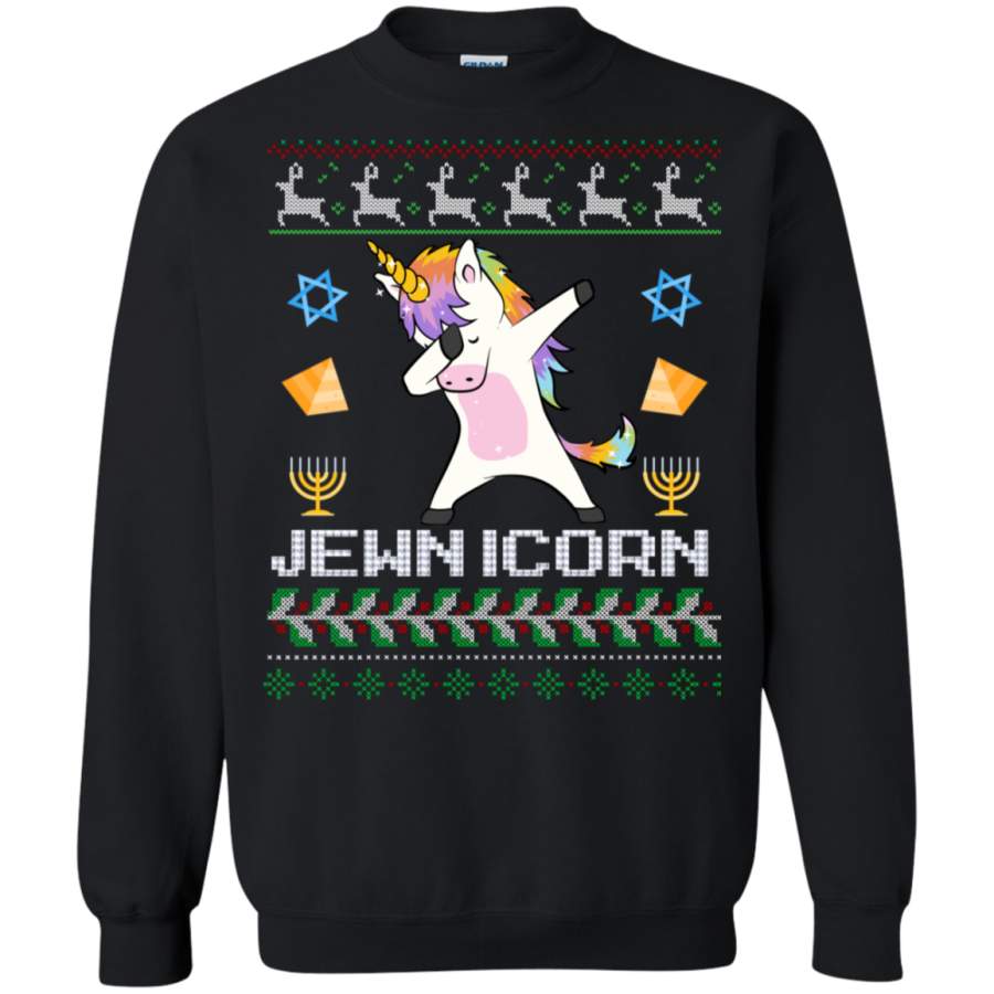 Unicorn Jewnicorn Hanukkah Ugly Christmas Xmas Sweatshirt