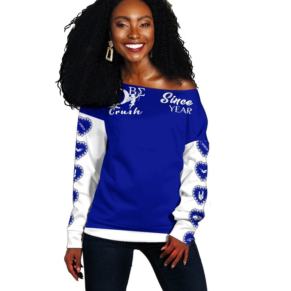 Personalized Greek Life Sweatshirt – Phi Beta Sigma Valentine Crush Off Shoulder Sweatshirt J0