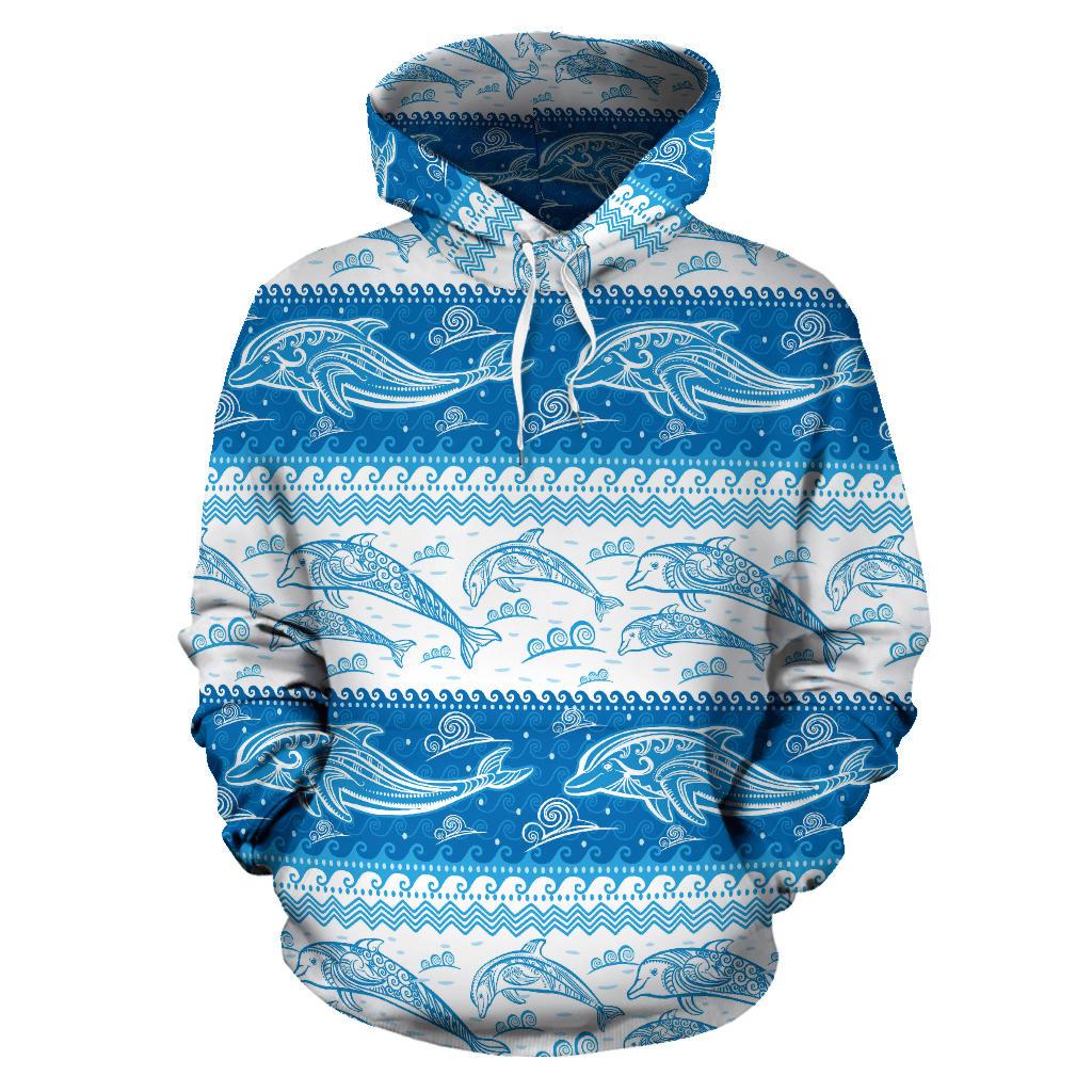 Dolphin Tribal Pattern Ethnic Motifs Men Women Pullover Hoodie