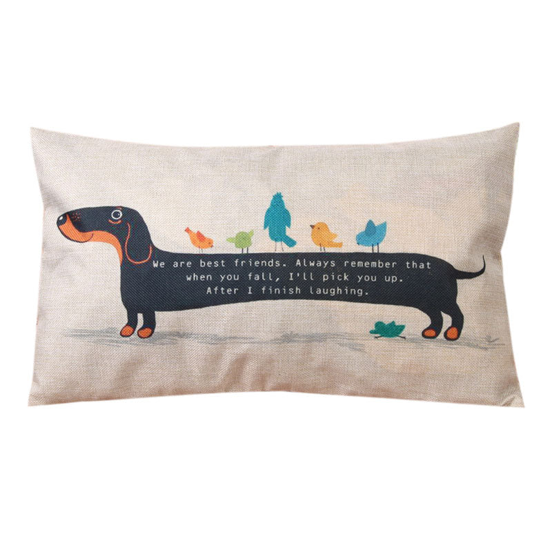 New Dachshund Dog Cushion Cover Sausage Dog Puppy Pillow Case Cover Dog Cushion Covers Sofa Thick Cotton Linen Pillowcase