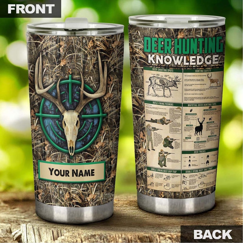 Skull Deer Hunting Knowledge Personalized Tumbler-Skull Tumbler-Skull Birthday Gift Christmas Gift Mother’S Day Gift