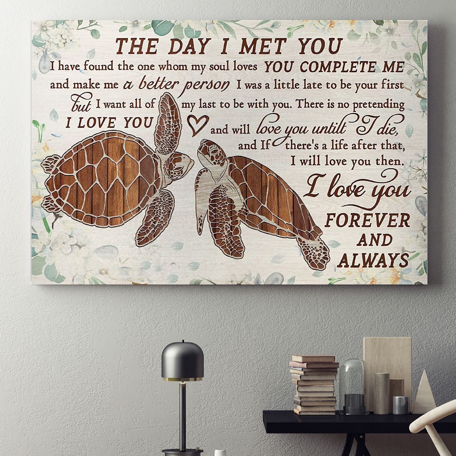 Wood Turtle Poster – The Day I Met You Canvas Home Décor Gifts For Anniversary Valentine – Gigo Smart